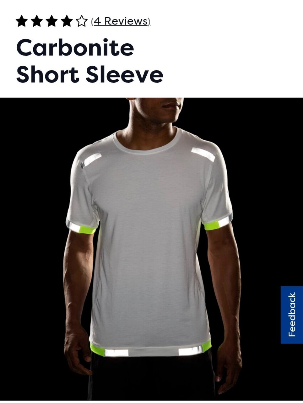 Brooks Carbonite Short Sleeve Performance Tee in White with Neon Yellow Accents - Picture 3 of 7